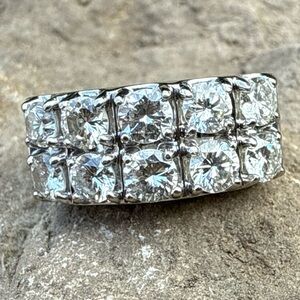 Brilliant Sparkling Diamond Set In 14 Karat White Gold Elegance Ring
